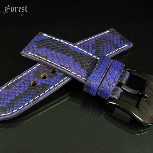 24mm/24mm Handmade Natural Color Real Python Skin Watch Strap PY03